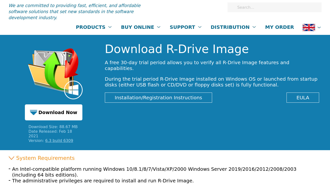 R-Drive Image Landing page
