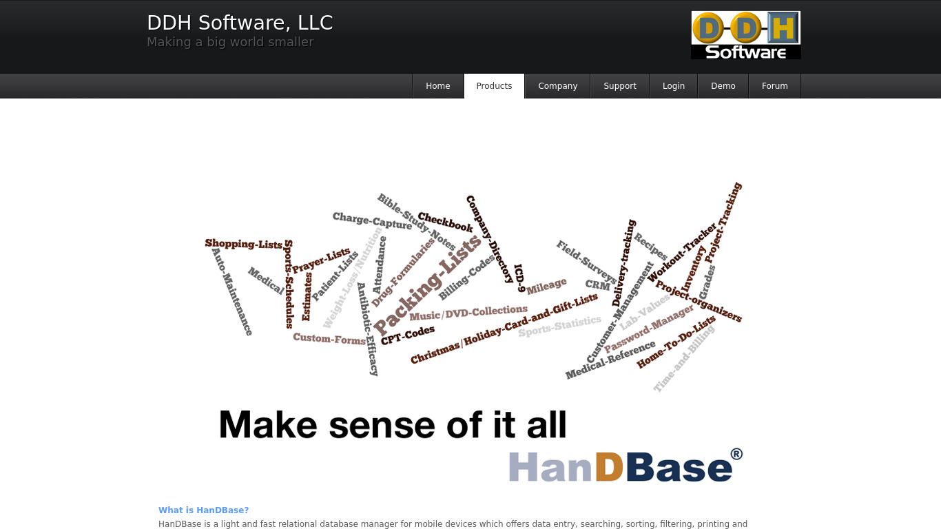 HanDbase Landing page