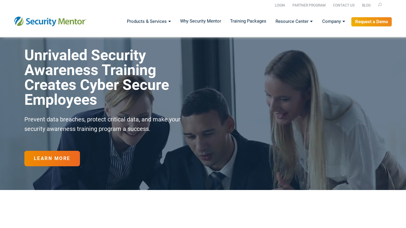 Security Mentor Landing page