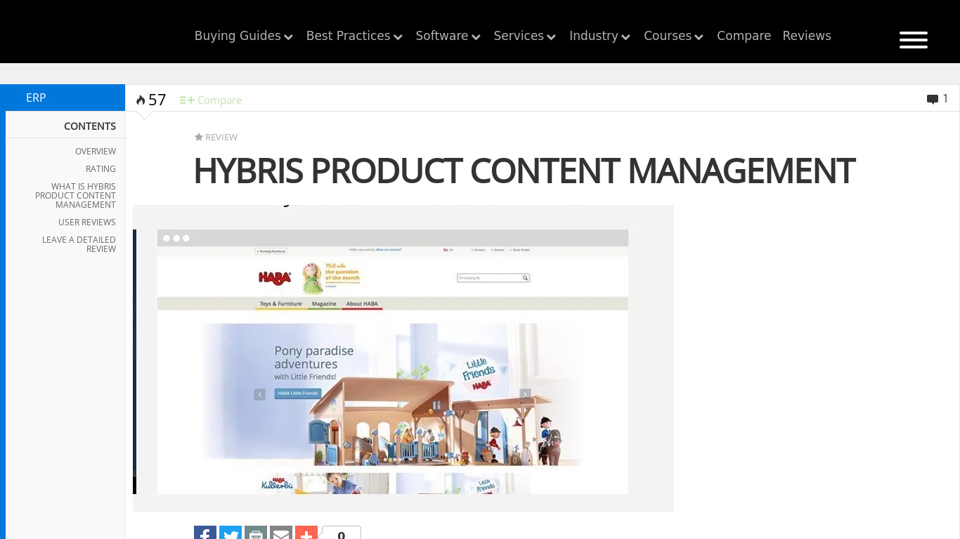 hybris Product Content Management Landing page