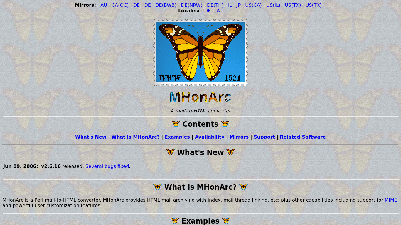 MHonArc Landing page