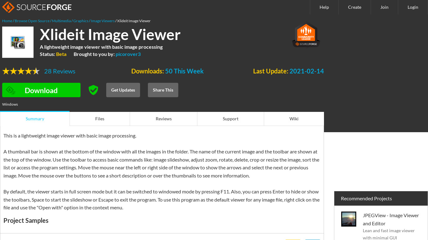 Xlideit Image Viewer Landing page