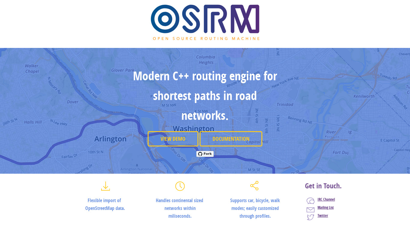 Open Source Routing Machine Landing page