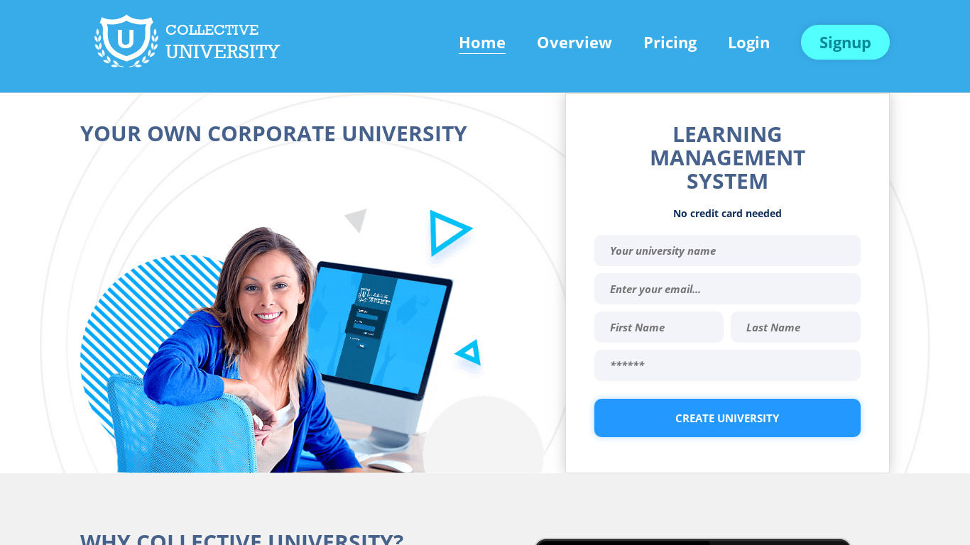 Collective University Landing page