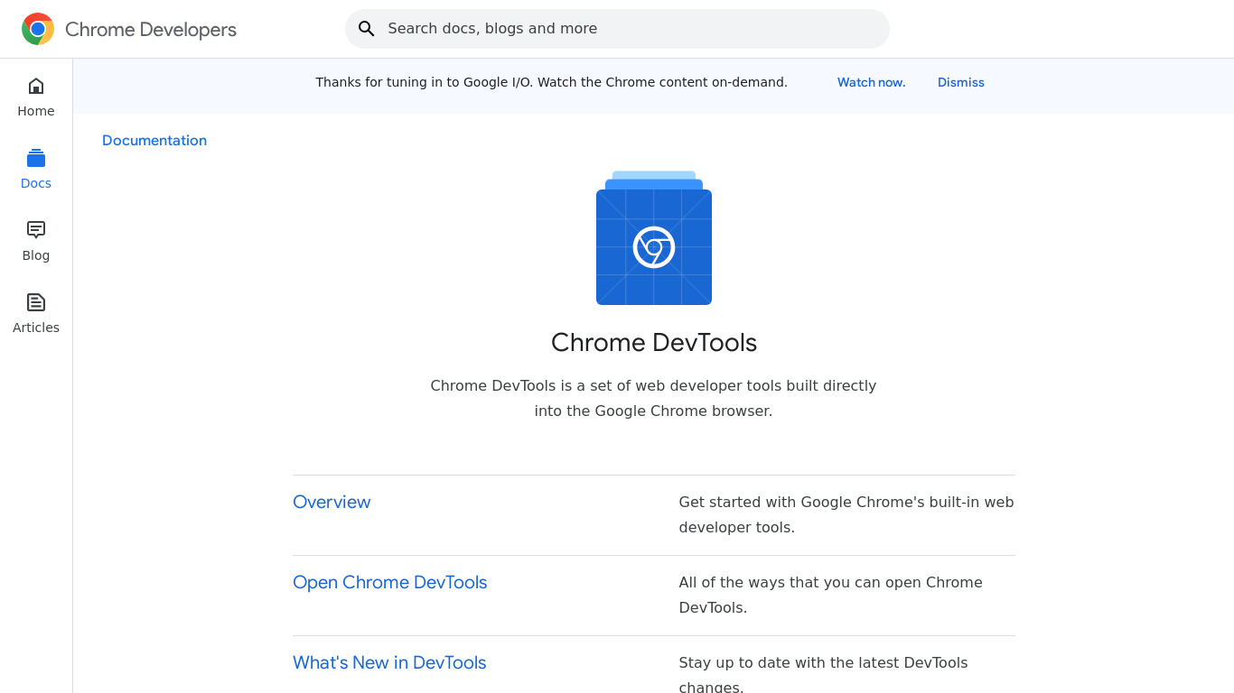 Chrome DevTools Landing page