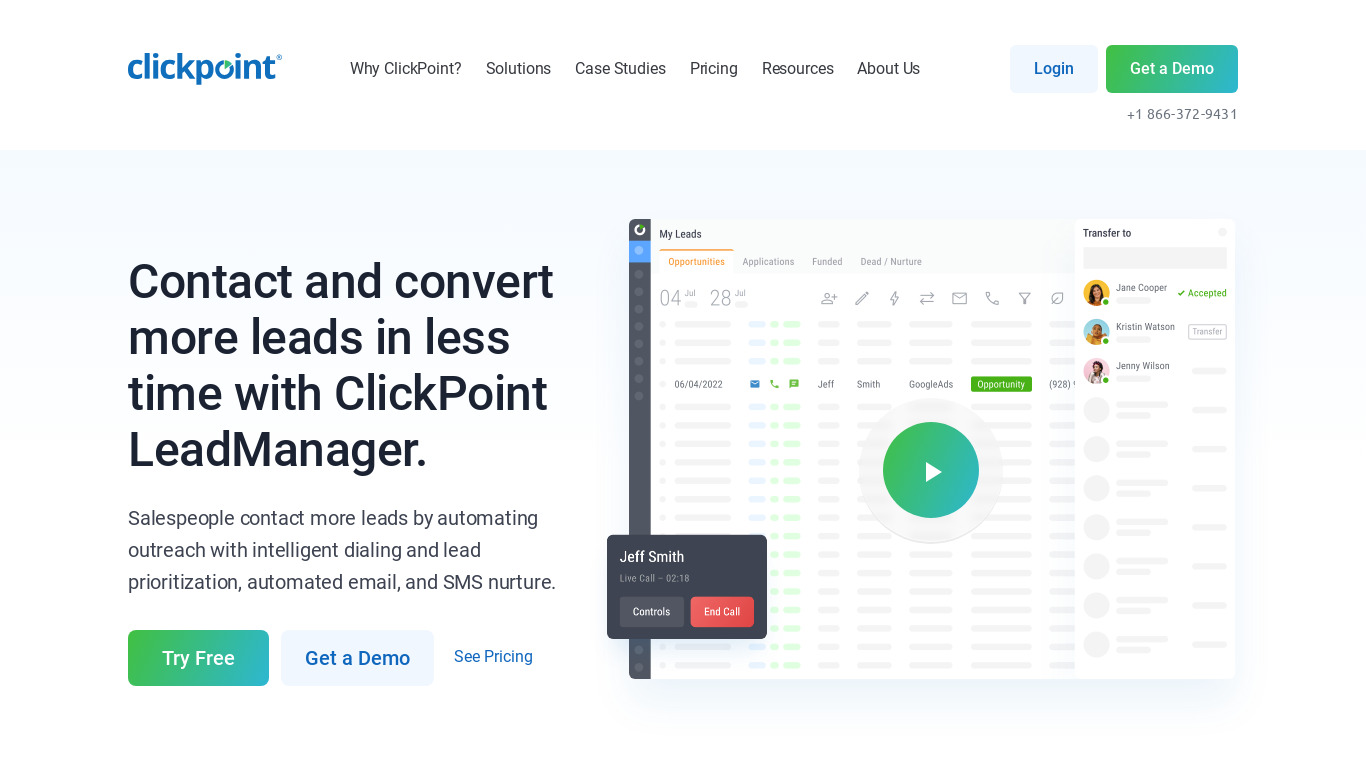 ClickPoint SalesExec Landing page