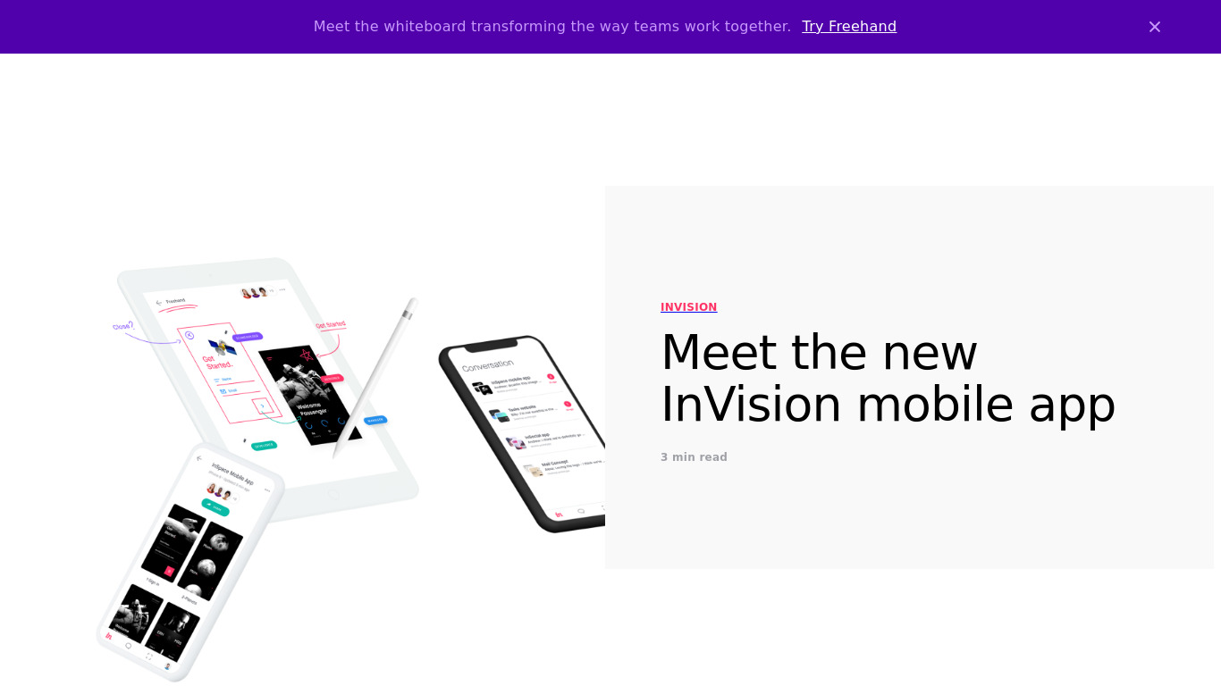 InVision Mobile Landing page