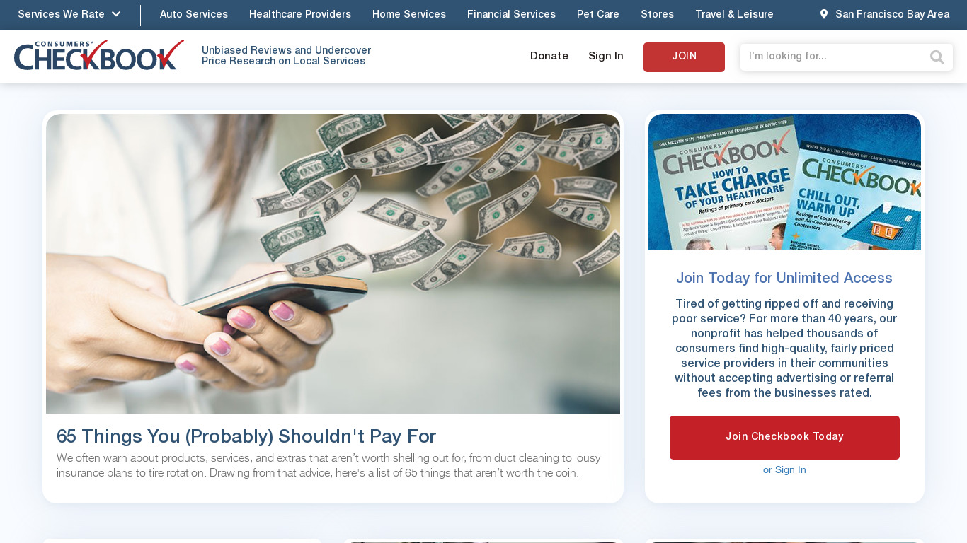 Consumers’ Checkbook Landing page