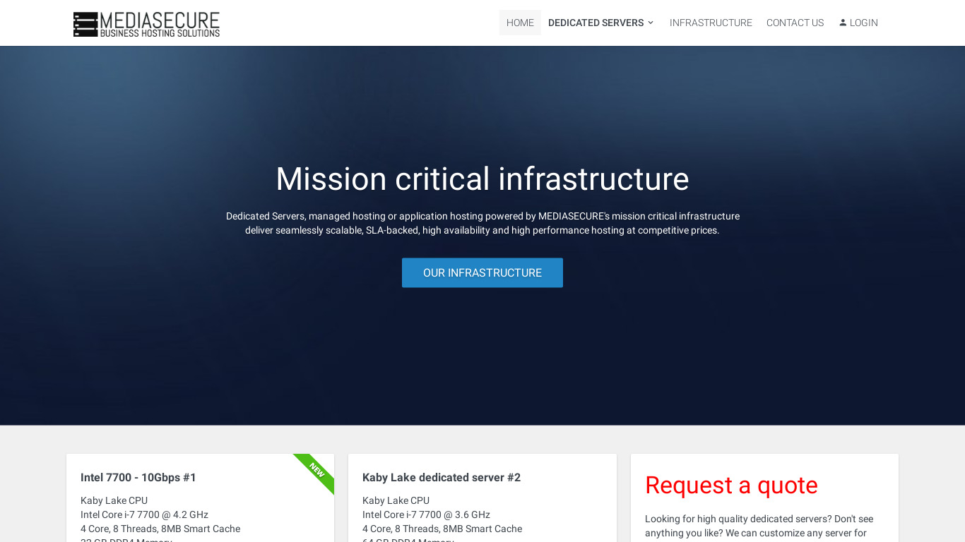 MediaSecure Landing page