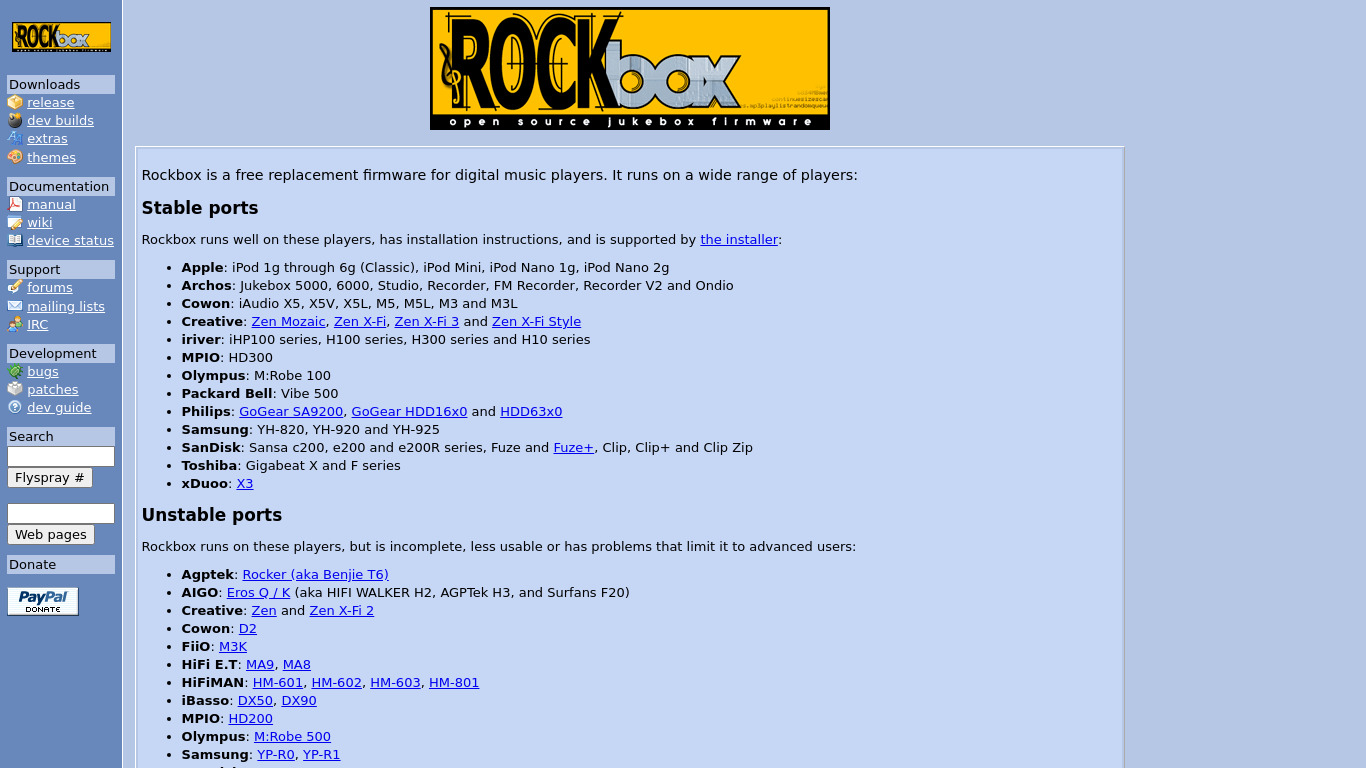 Rockbox Landing page
