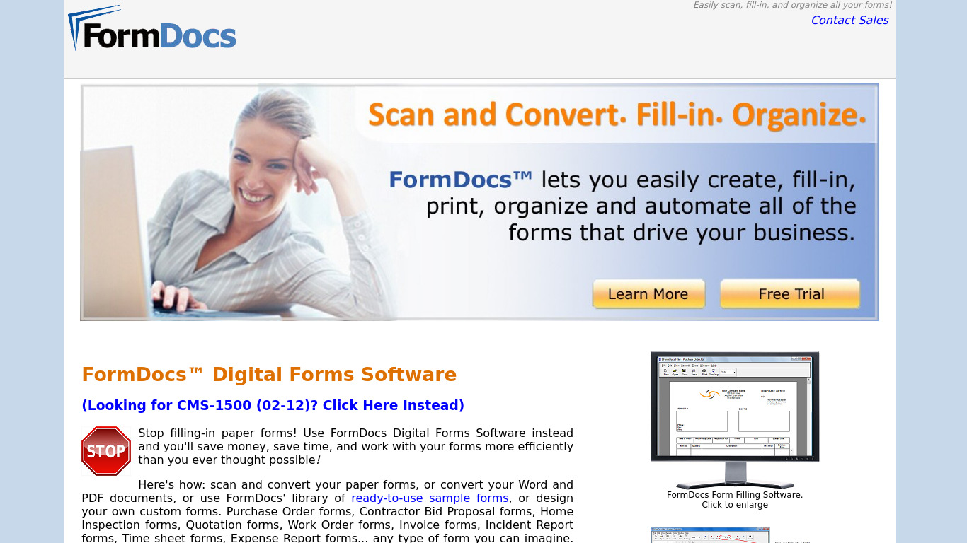 FormDocs Landing page