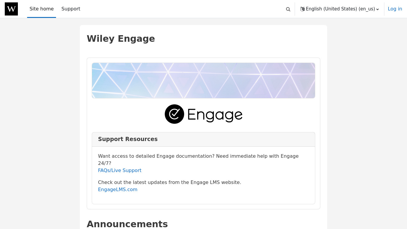 Wiley Engage Landing page
