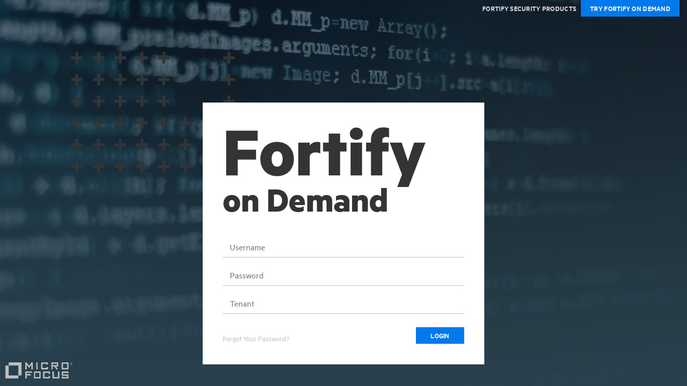 Fortify on Demand Landing page