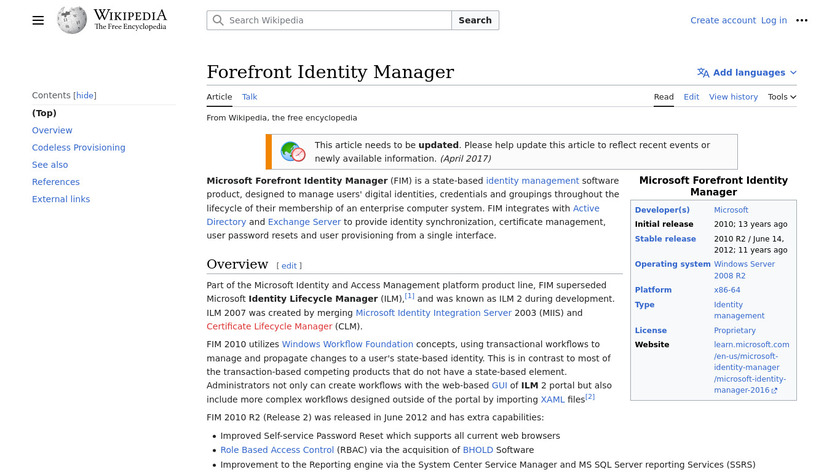 Forefront Identity Manager Landing Page
