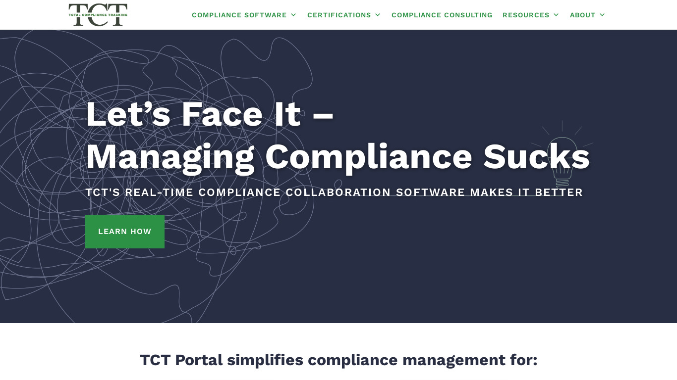 Total Compliance Tracking Landing page