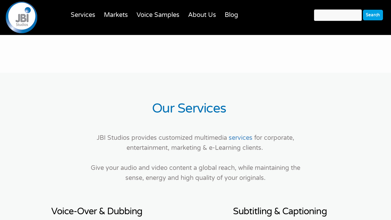 JBI Studios Landing page