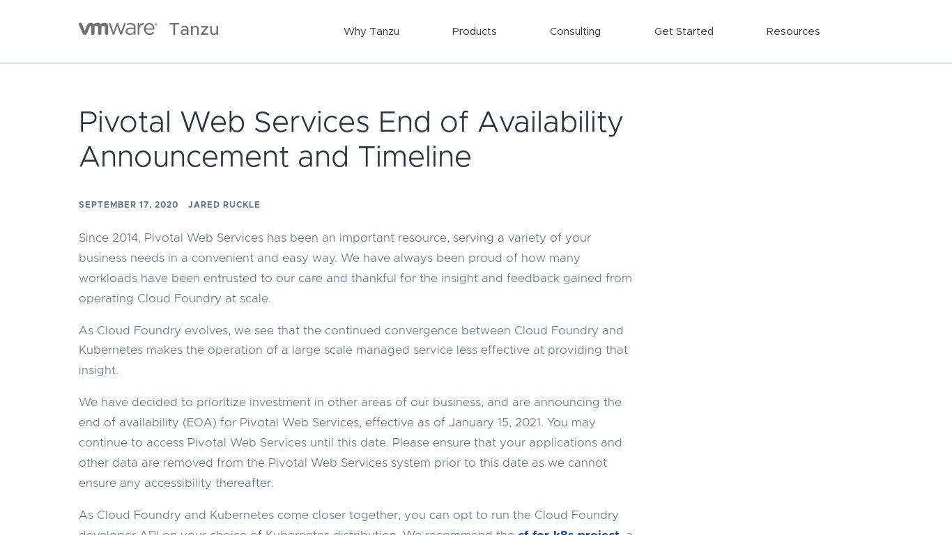 Pivotal Web Services (PWS) Landing page