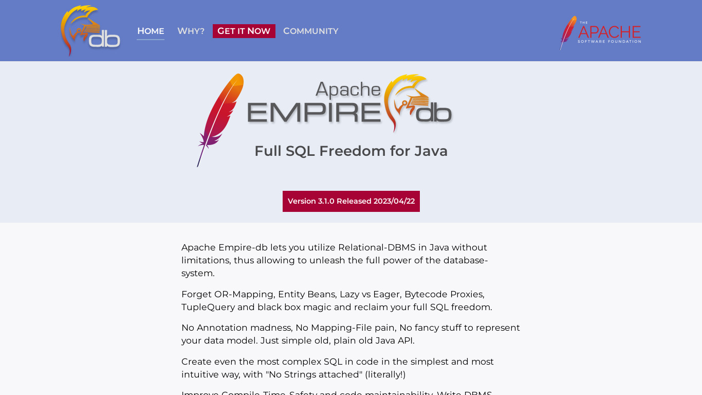 Apache Empire-db Landing page