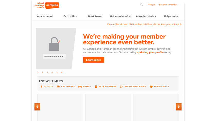 Aeroplan Landing Page