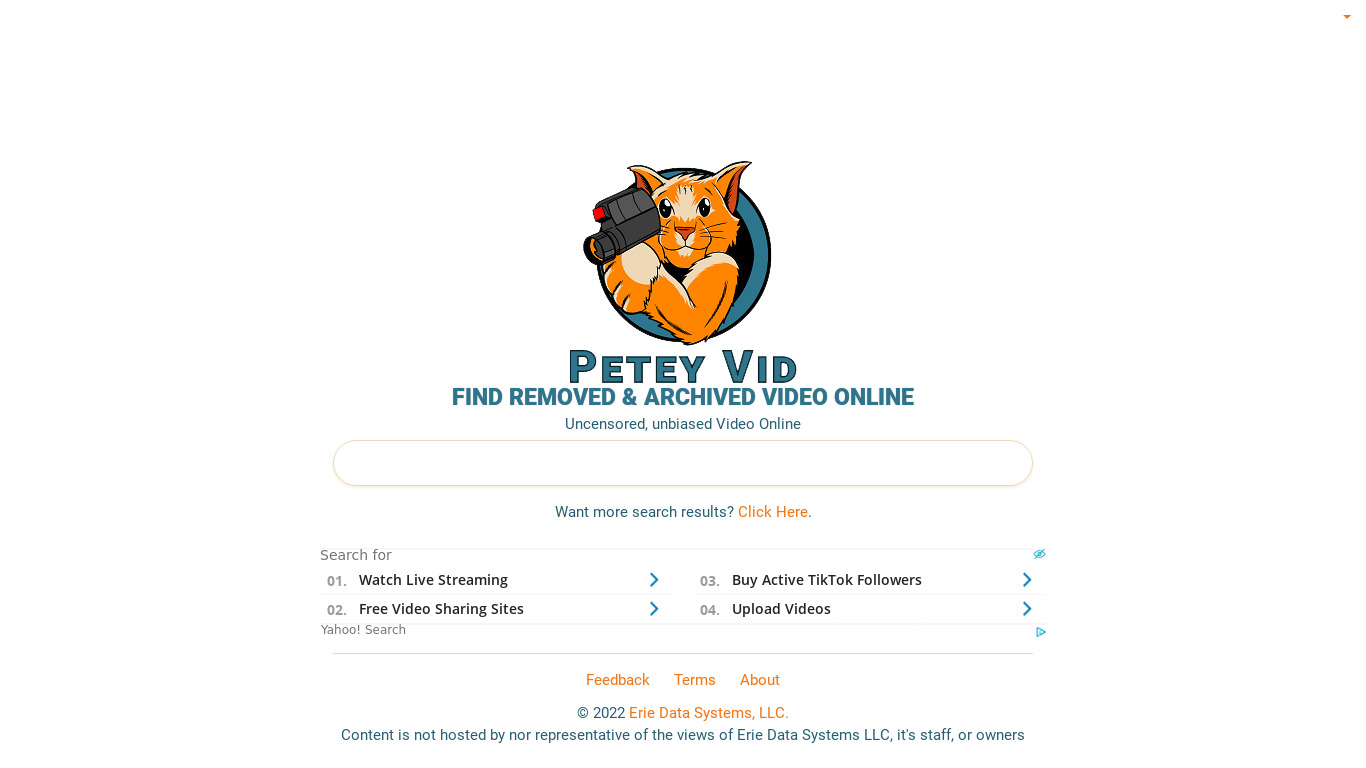 Petey Vid Landing page