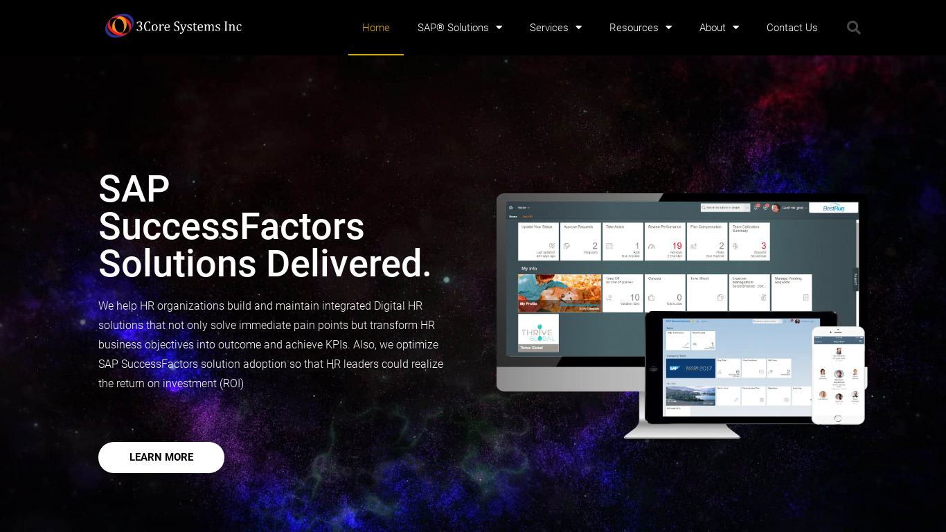 3Core Systems Landing page
