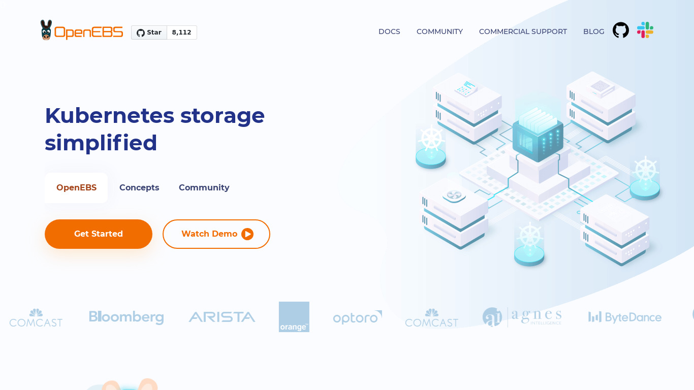 OpenEBS Landing page