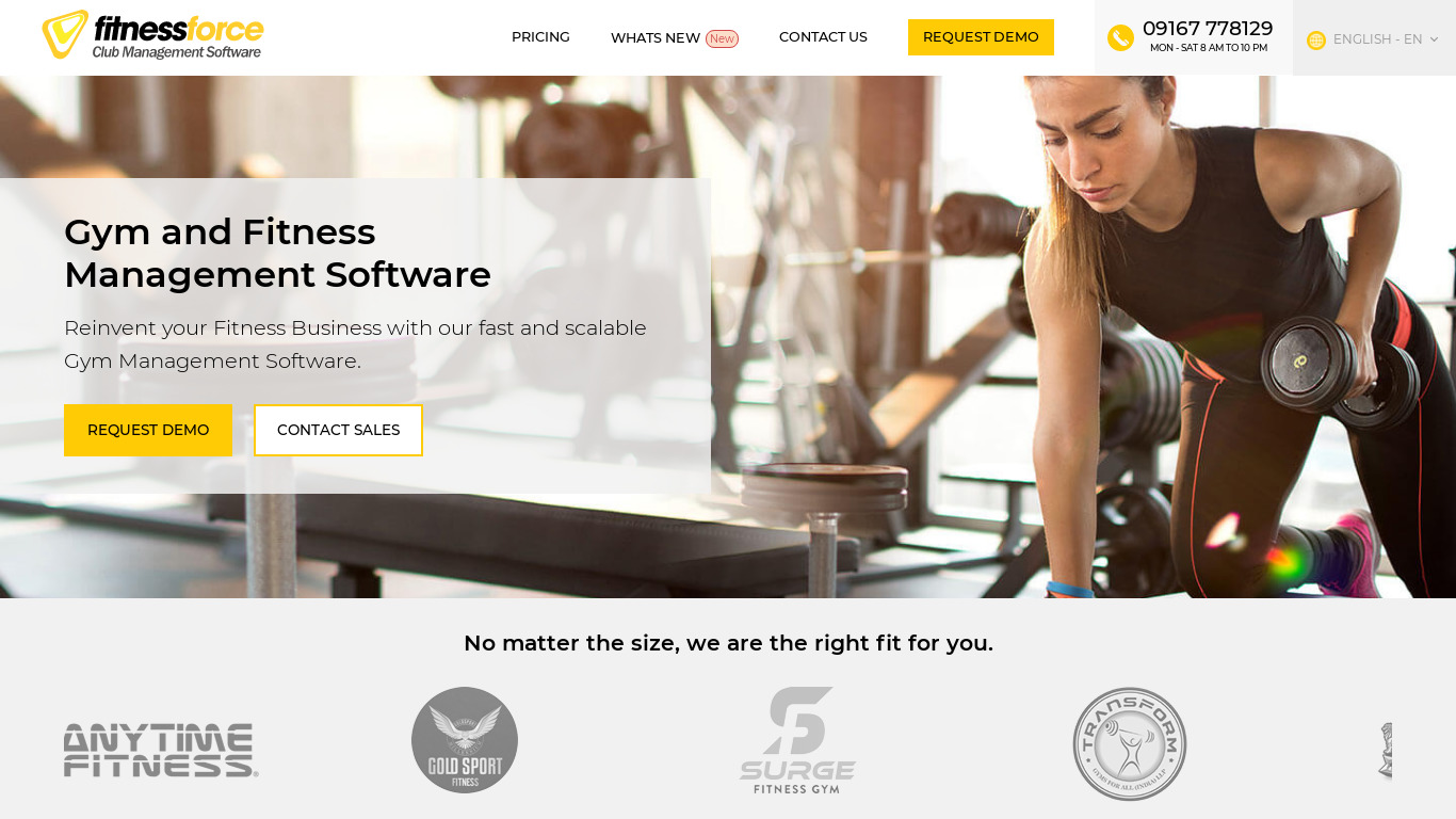 FitnessForce Landing page