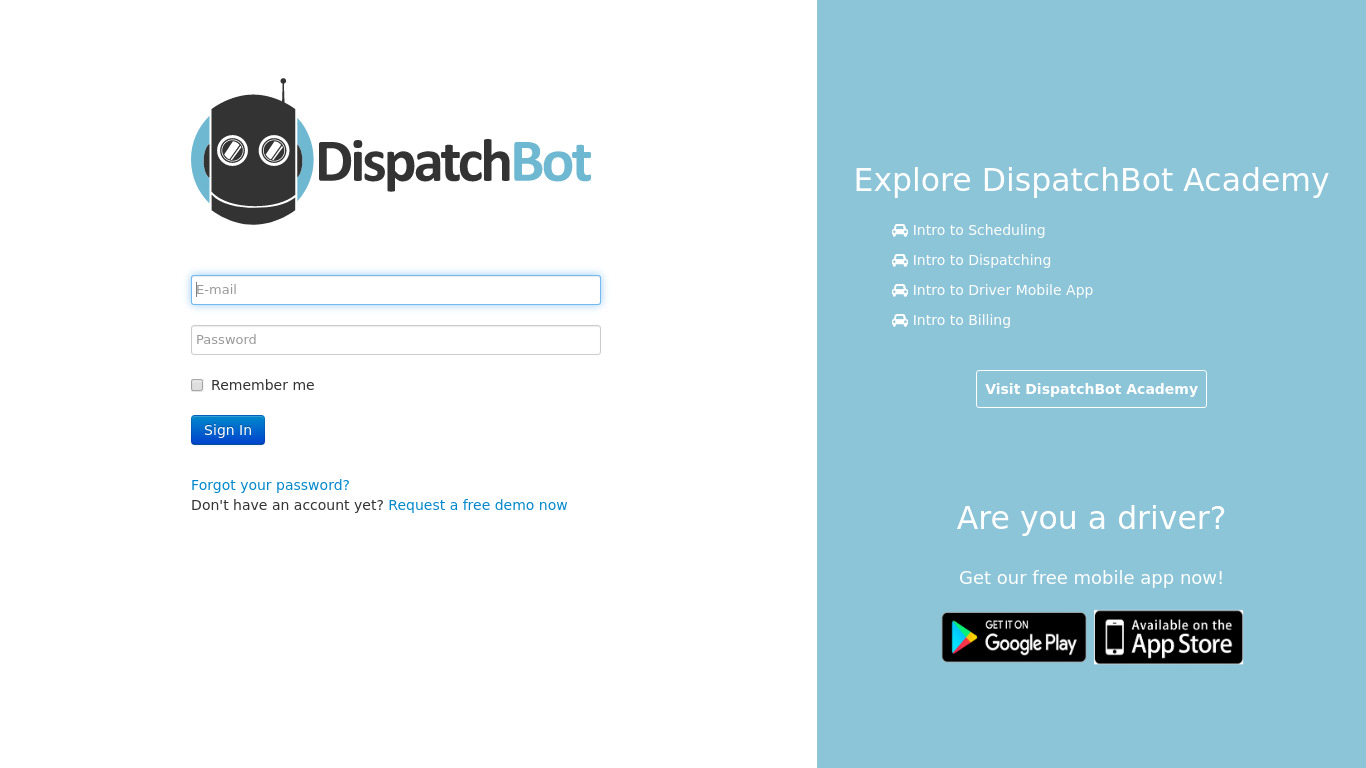 DispatchBot Landing page
