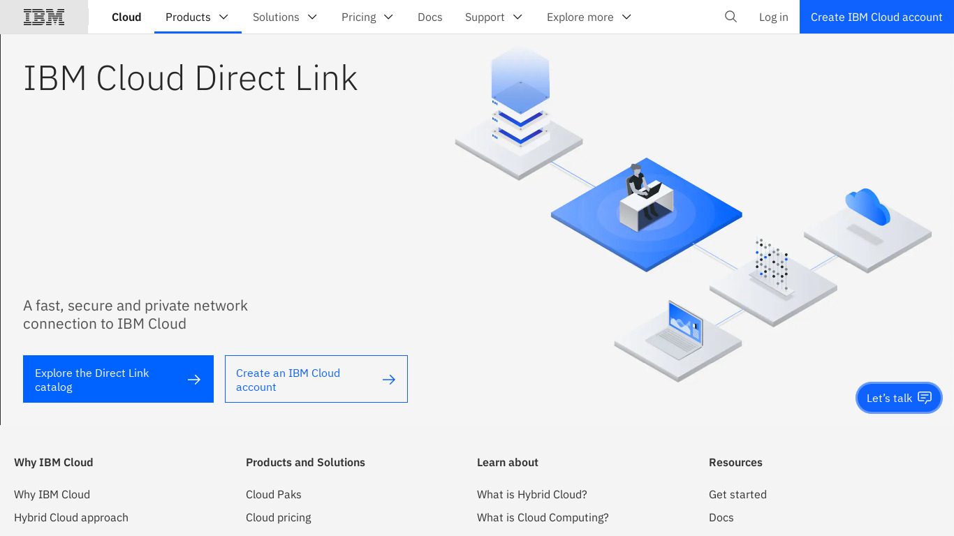 IBM Cloud Direct Link Landing page