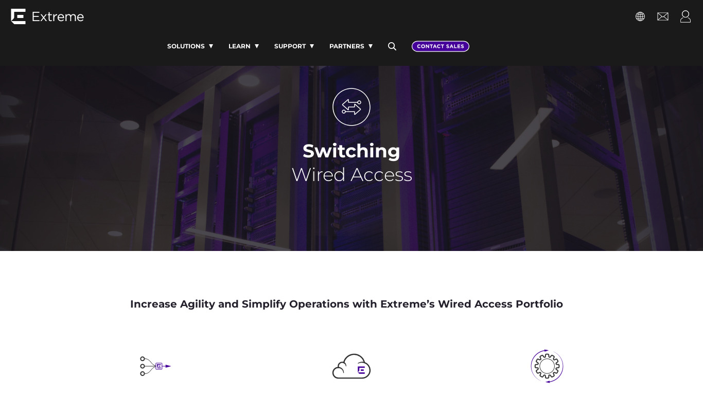 Extreme Ethernet Switches Landing page