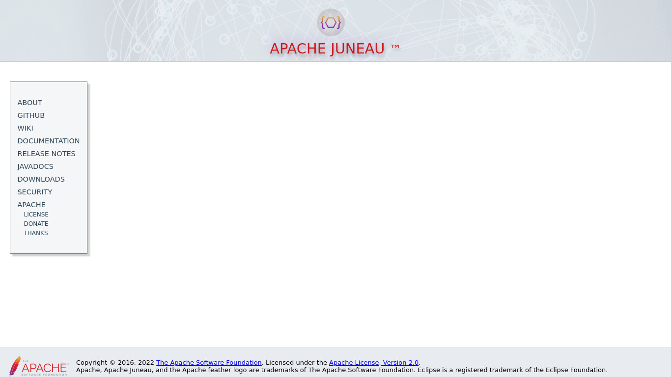 Apache Juneau Landing page
