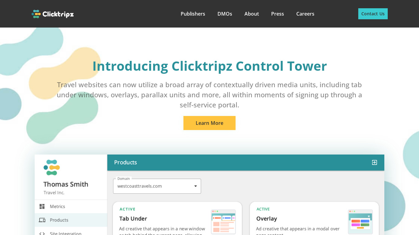 Clicktripz Landing page