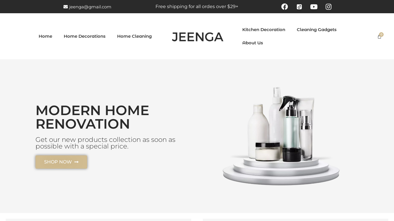 Jeenga Landing page