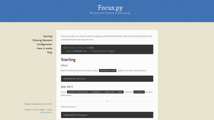 Focus.py Landing Page