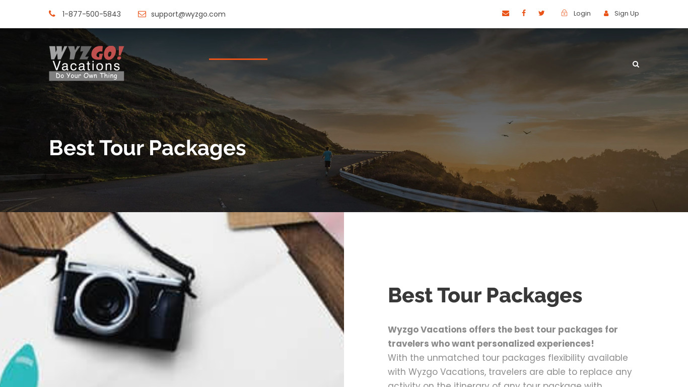 Wyzgo Tour Packages Landing page