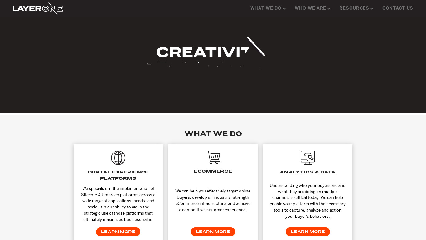 Layer One Media Landing page