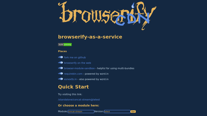 Browserify-CDN Landing Page