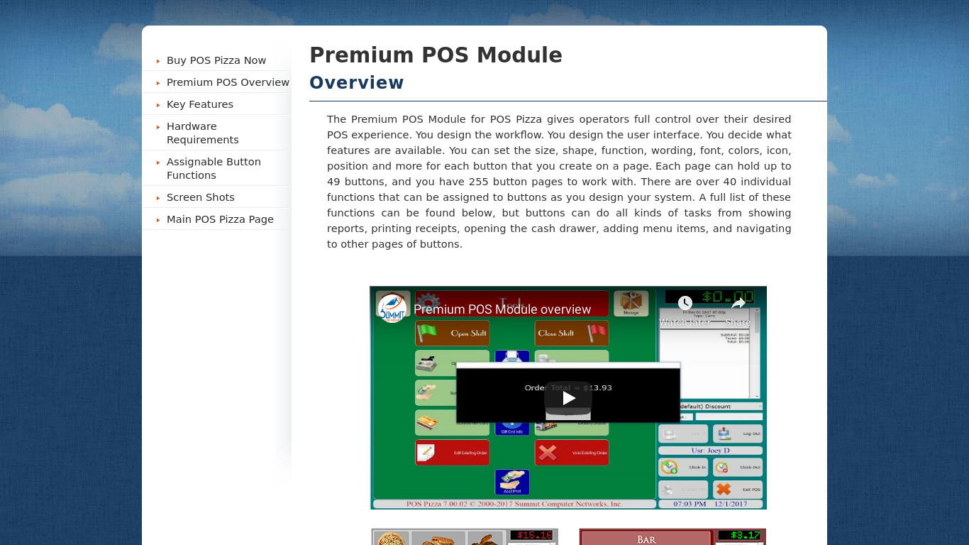 POS Module Landing page