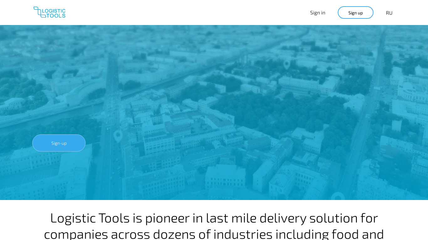 Logistic Tools Landing page