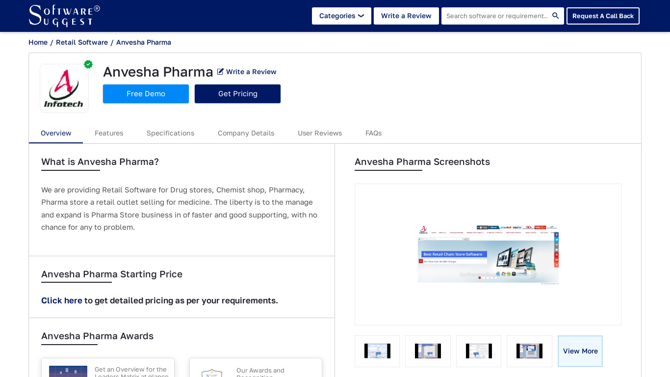 Anvesha Pharma Landing page