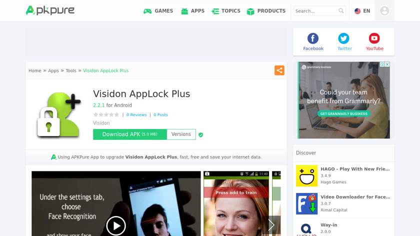 Visidon AppLock Landing Page