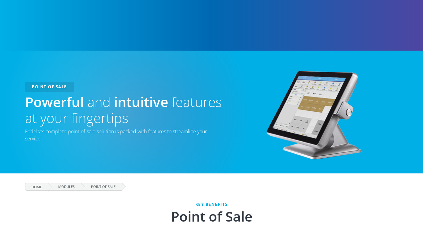 Fedelta Point of Sale Landing page