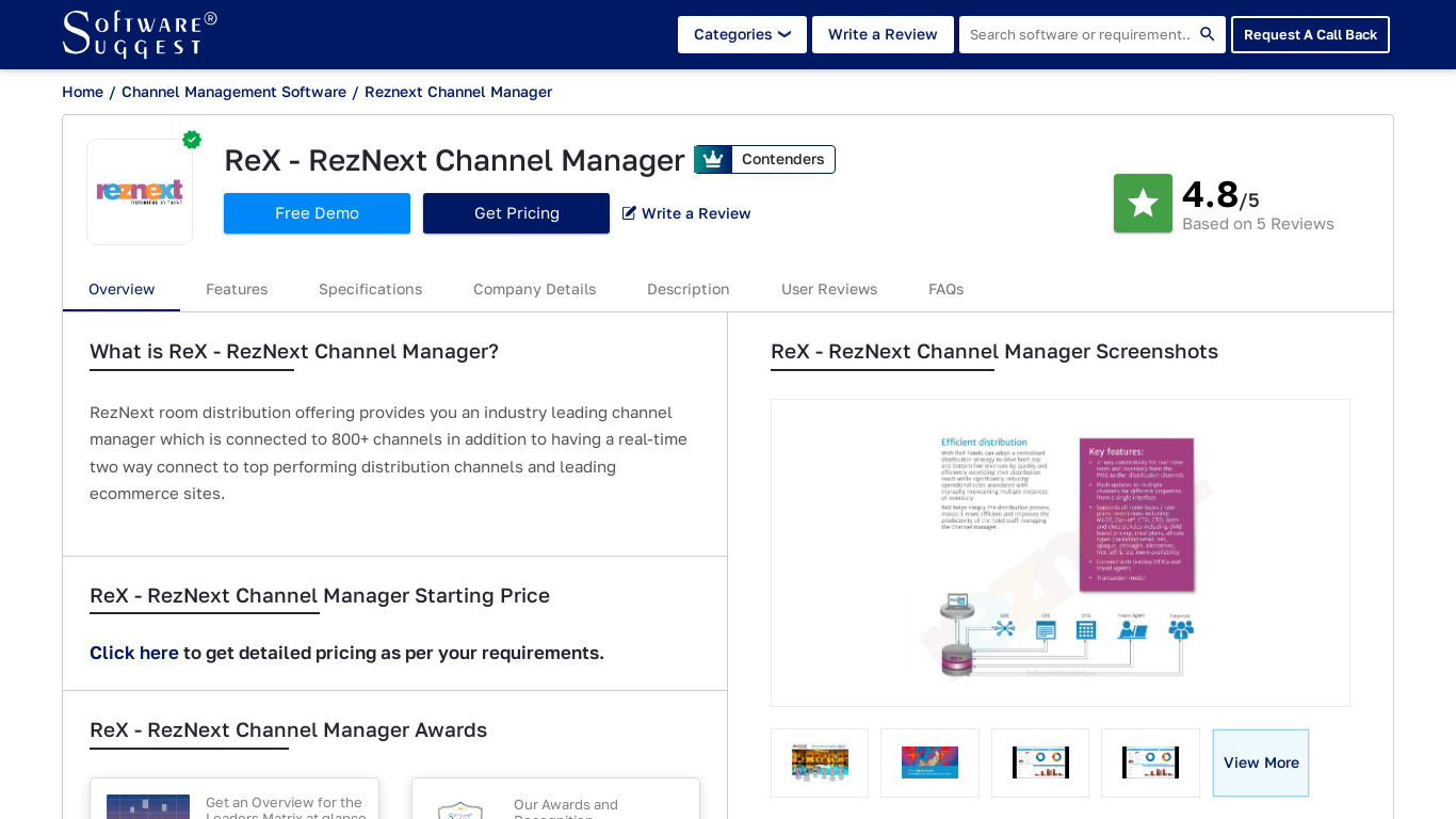 ReX - RezNext Channel Manager Landing page