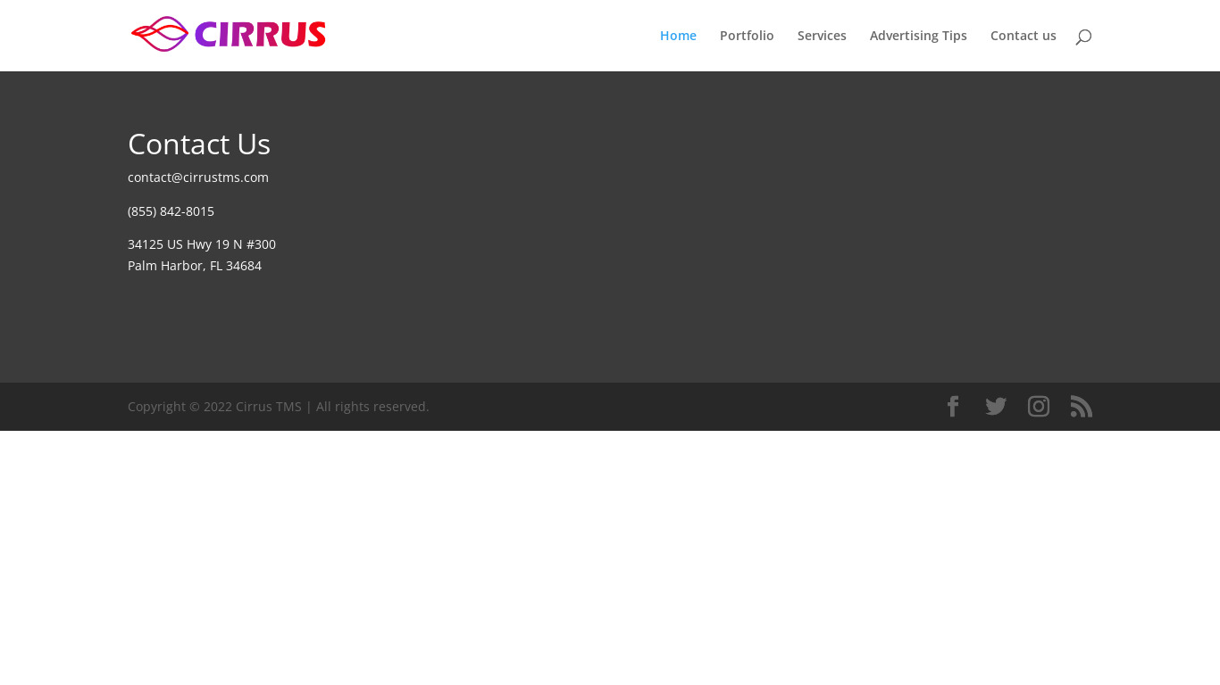 Cirrus TMS Landing page