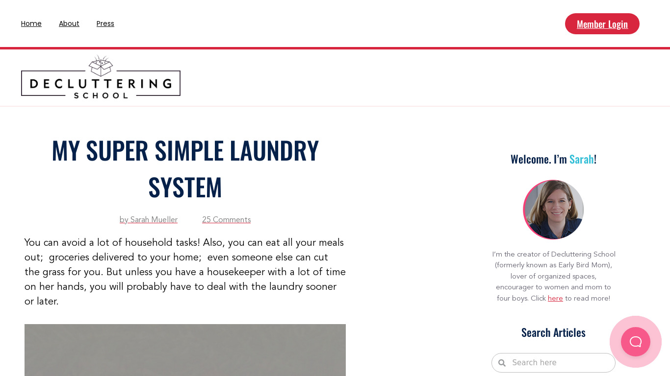 declutteringschool.com Laundry System Landing page