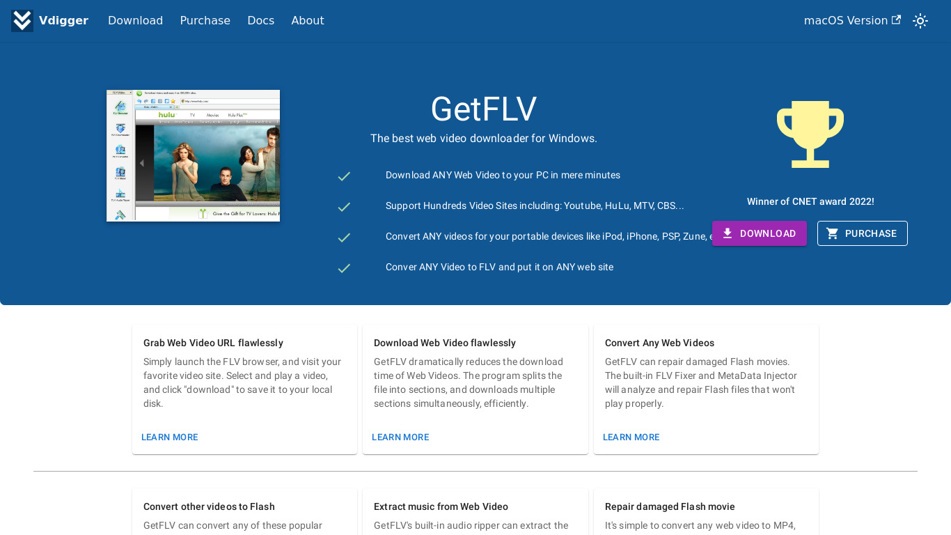 GetFLV Landing page
