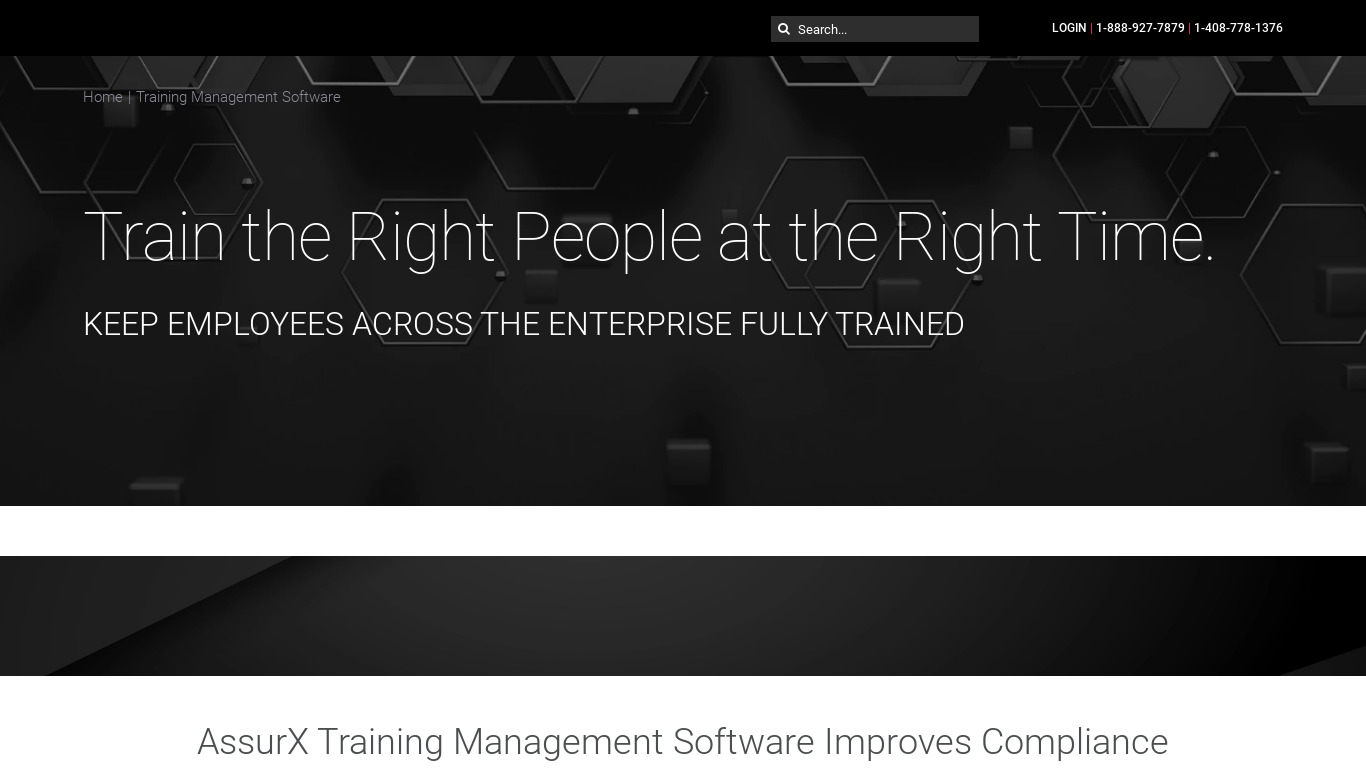 AssurX Training Management Software Landing page