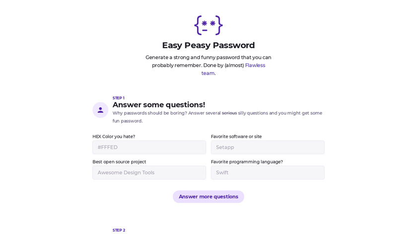 flawlessapp.io Easy Peasy Password Landing Page