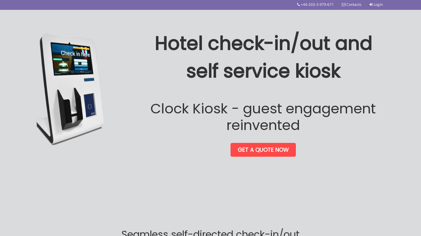 Hotel Kiosk Landing page