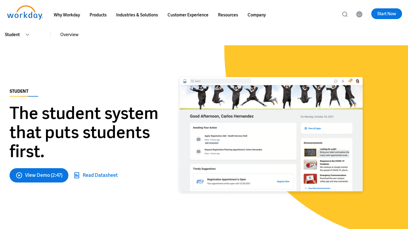 Workday Student Landing page